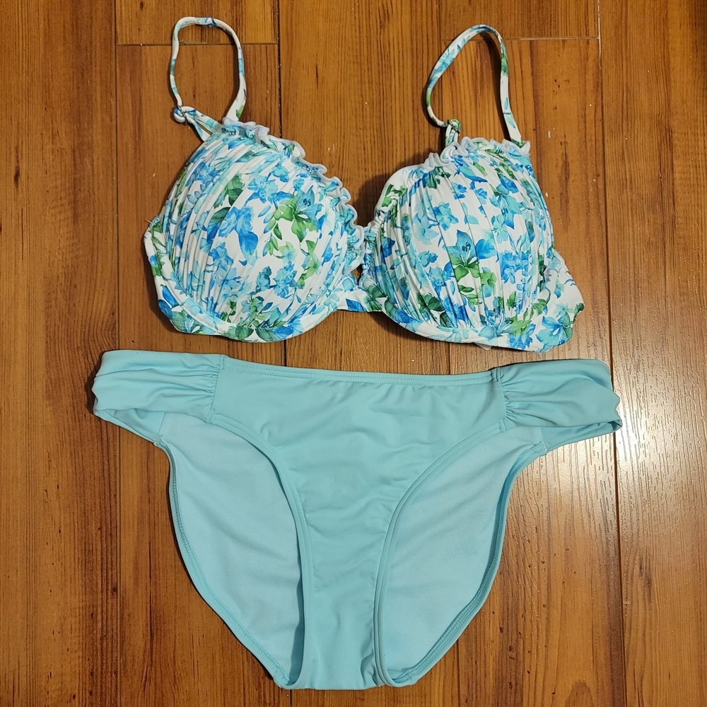 La Vie En Rose Blue Floral Bikini Set